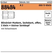 F. REYHER Nchfg. GmbH & Co. KG Sechskantblindnietmutter M 5 / 0,5 - 3,0 A 2 500 Stück