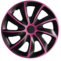 (Farbe & Größe wählbar) Bundle 14 Zoll Radkappen, Radzierblenden Quad Bicolor (Schwarz/Pink) passend für Fast alle Fahrzeugtypen (universal)