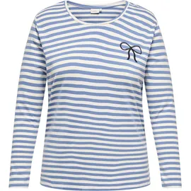 ONLY CARMAKOMA Langarmshirt ONLY CARMAKOMA "CARBODIL L/S O-NECK BLOUSE JRS", Damen, Gr. S, riviera stripes:cloud dancer, emb.