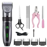 Bjaf Dog Clipper Pro Leise Schermaschine für Katzen und Hunde, 4 Längenverstellbare Klingen Kabellos Effektiv und Komfortabel für Haustiere