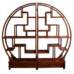 OPIUM OUTLET Möbel Regal Rundregal Bücherregal Schrank offen A344/Maroon braun vintage asiatisch chinesisch orientalisch