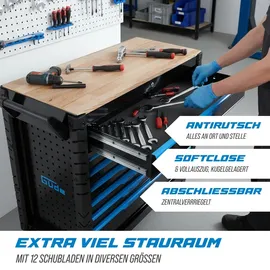Güde Werkbank Metall 12 Schubladen schwarz