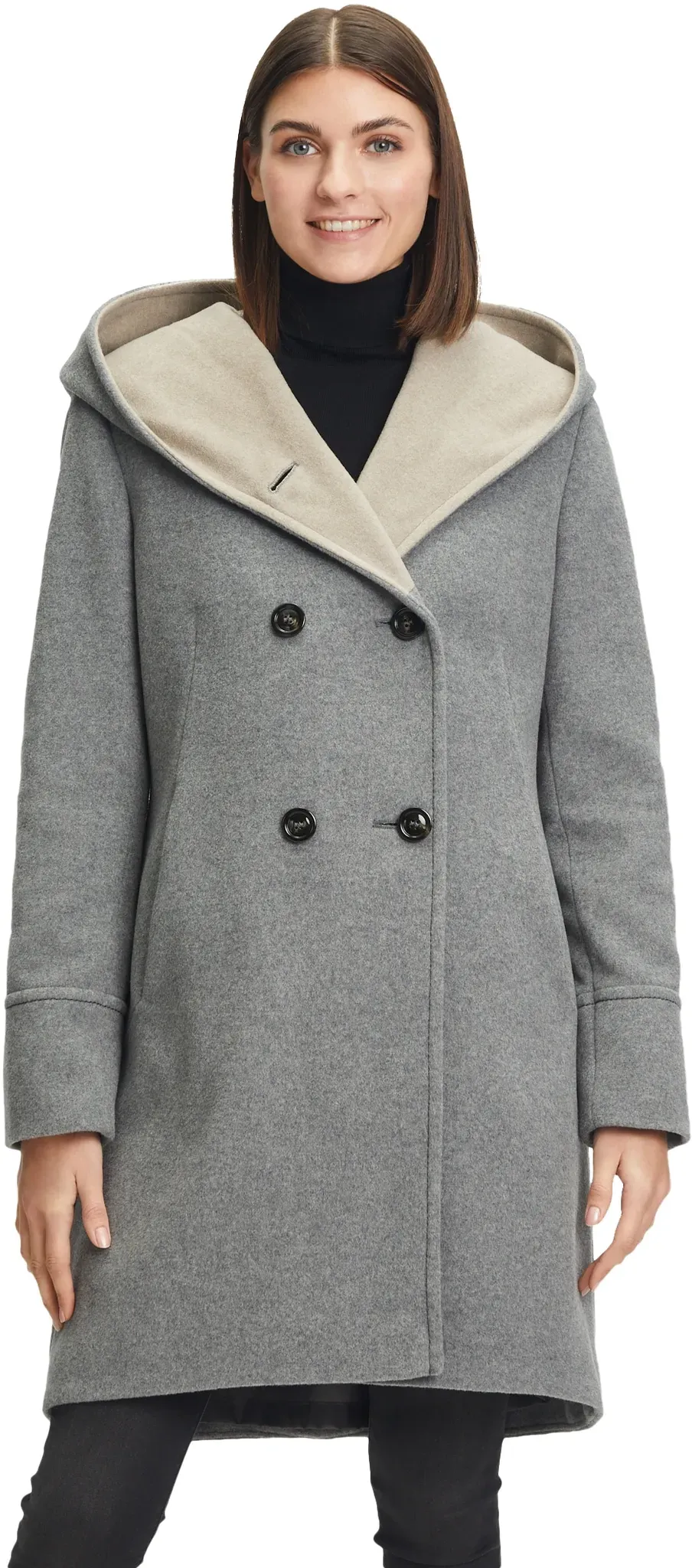 Wolljacke GIL BRET Gr. 40, grau (light grey) Damen Jacken Lange mit Eingrifftaschen