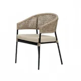 Sessel Modern Design Couch Sofa Beige Hochwertig Rattan Polster Sitzer Luxus