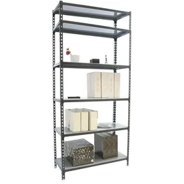 simonclick SimonRack Metallregal, 2500x800x500 mm, 6 Ebenen, Metallboden, 180 kg Biegepunkt, Anthrazit/Verzinkt - Simonclick