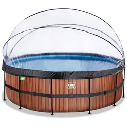 EXIT Swimming Pool Premium Ø 450 x 122 cm braun inkl. Sonnendach