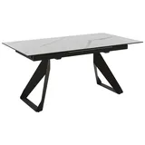 CASAVANTI Esstisch DORA 160(220) x 90 cm Keramik/Glas beige marmoriert/schwarz - ausziehbar -  Platte Keramik 3 mm mit gehärtetem Glas 8 mm beige marmoriert - Gestell Metall schwarz pulverbeschichtet
