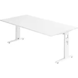 Hammerbacher Ergonomic O-Serie Schreibtisch weiß rechteckig, C-Fuß-Gestell weiß 200,0 x 100,0 cm