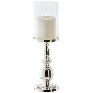 Edzard Kerzenleuchter Windlicht Mascha, Höhe 34 cm, edel versilbert, anlaufgeschützt, für Stumpenkerzen bis ø 8 cm, inklusive Glasaufsatz, perfekt für Cornelius Kerzen