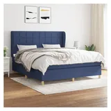 vidaXL Boxspringbett mit Matratze Blau 180x200 cm Stoff