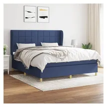 vidaXL Boxspringbett mit Matratze Blau 180x200 cm Stoff