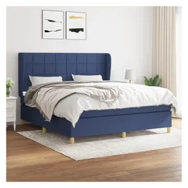 vidaXL Boxspringbett mit Matratze Blau 180x200 cm Stoff