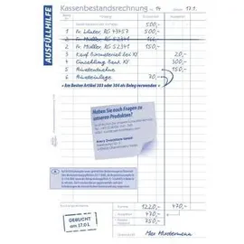 Avery Zweckform Formularbuch Kassenbestandsrechnung A5 weiß
