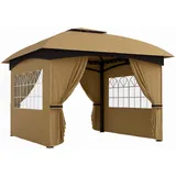ComfortXL Gartenpavillon, Beige, Metall, 335x285x335 cm, Sonnen- & Sichtschutz, Pavillons & Pergolas, Pavillons