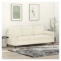 vidaXL 3-Sitzer-Sofa mit Zierkissen Creme 180 cm Samt
