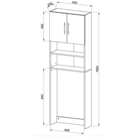 VCM Jutas Waschmaschinenschrank 64 x 190 cm Sonoma-Eiche Holz