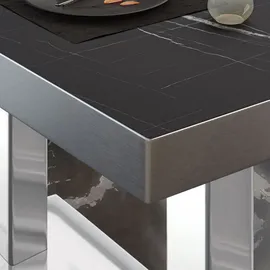 GGM Möbel Bistro Loungetisch 110 x 60 x 41 cm Schwarz Marmor/Edelstahl