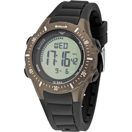 Sinar Jungenuhr Herrenuhr Jugend Armbanduhr Sportuhr Outdoor Digital Quarz 10 bar mit Silikonarmband und Licht Schwarz Braun XR-12-5