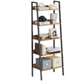 VASAGLE Standregal, Bücherregal, Leiterregal, 140/170 cm, Industrie-Design braun|schwarz 60 cm x 170 cm x 30 cm