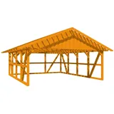 SKANHOLZ Doppelcarport Schwarzwald 6,84 x 7,72 m braun mit Rückwand