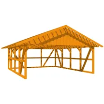 SKANHOLZ Doppelcarport Schwarzwald 6,84 x 7,72 m braun mit Rückwand