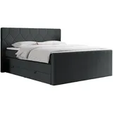 MKS Meble Boxspringbett Dunkelgrau, Textil, 2-Sitzer, H3, Rechteckig, 180x200 cm, Schlafzimmer, Betten, Boxspringbetten