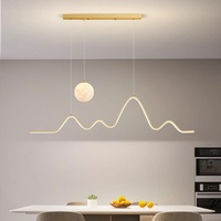 LED Pendelleuchte Esstischlampe Dimmbar Höhenverstellbar Esstisch Esszimmer Decke Hängend Lampe, 40W Modern Mondlampe Design Hängelampe für Schlafzimmer Bar, mit Fernsteuerung L120cm (Gold)