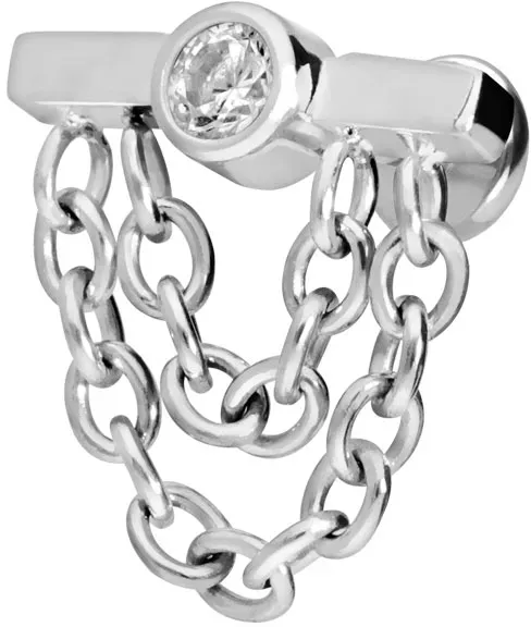 Titan Labret mit Push Fit BALKEN + KRISTALL + 2 KETTEN