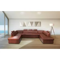 Ecksofa "Antalya U-FORM" 100% Echt Leder Sofa Couch mit Bettfunktion Rindsleder