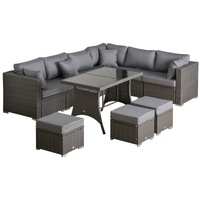 Outsunny Gartenmöbel-Set Stahlrahmen, PE-Rattan, Polyester
