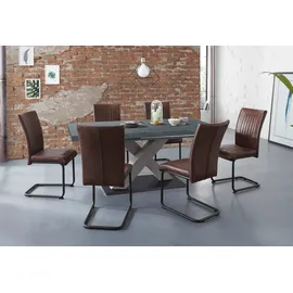 Mäusbacher Esstisch MÄUSBACHER "Komfort Tisch TOPSELLER", grau (graphit, graphit, graphit), B:180cm H:76cm T:90cm, Tische, Esstisch, Mäusbacher Esstisch mit X Gestell und Bodenplatte. Breite 180-280