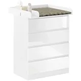 Woltu Wickelkommode, mit abnehmbarer Wickelsatz mit 4 Schubladen Weiß weiß 80 cm x 100.5 cm x 47.8 cm