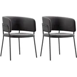 Homcom Esszimmerstühle 2er Set Küchenstuhl mit Rückenlehne, Stahlbeine, Polsterstuhl mit Samtoptik für Wohnzimmer, Küche, Grau 57 x 53 x 73 cm
