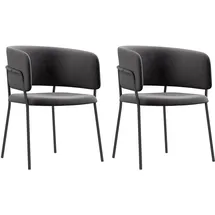 Homcom Esszimmerstühle 2er Set Küchenstuhl mit Rückenlehne, Stahlbeine, Polsterstuhl mit Samtoptik für Wohnzimmer, Küche, Grau 57 x 53 x 73 cm