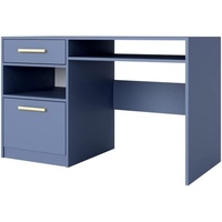 Easy Furniture Schreibtisch 125 cm Höhe: 82 cm, Kinderschreibtisch, Desk, Schreibtisch mit Schublade und Schrank, Computertisch Farbe: Blau