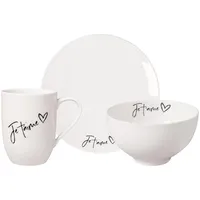 Villeroy & Boch Statement Frühstücks-Set Je t'aime 3-tlg. weiß