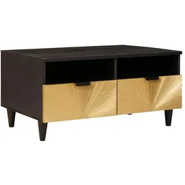 vidaXL Couchtisch Schwarz und Gold Mangoholz 80 x 54 x 40 cm
