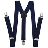 axy Hosenträger Kinder Jungen Hosenträger (1-St) Kinder 7-12 Jahre, 3 Stabile Clips Y-Form 2,5cm Breit verstellbar blau|schwarz