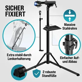 monzana Fahrradmontageständer mit Drehmomentschlüssel 1/4 Zoll Set 1–25 Nm schwarz