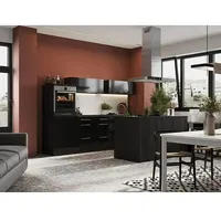 Respekta Premium Inselküche RP280IESCBO  (Breite: 280 cm, Schwarz, Mit Elektrogeräten)