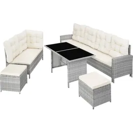 Tectake Barletta Rattan Lounge hellgrau/creme