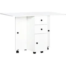 Klapptisch mit Rollen und klappbaren Seitenwangen – Multifunktionaler Beistelltisch mit Stauraum – 120 x 60 x 76,5 cm – Weiß
