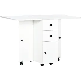 Klapptisch mit Rollen und klappbaren Seitenwangen – Multifunktionaler Beistelltisch mit Stauraum – 120 x 60 x 76,5 cm – Weiß