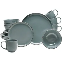 Kombiservice VAN WELL "Geschirr-Set Urban, 16-teilig", grau, 16 tlg., Steinzeug, Geschirr-Sets, rund, spülmaschinen- und mikrowellengeeignet