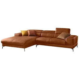 W.Schillig Ecksofa "Piedroo, Designsofa mit tollem Sitzkomfort, elegant und bequem, L-Form", braun (cognac z69), B:303cm H:70cm T:193cm, Longlife Xtra-Leder Z69: Das feinnarbige, gedeckte Softleder Z69 besticht durch seine außergewöhnliche Weichheit im trendigen