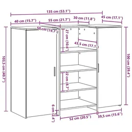 vidaXL Empfangstheke Artisan-Eiche 135x50x103,5 cm Holzwerkstoff