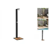 vidaXL Gartendusche Schwarz 50x55x224 cm Poly Rattan und Akazienholz