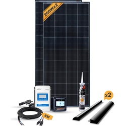 Enjoy solar, Solaranlage, Wohnmobil Monokristallin Set – 400W/12V Basic (ALU schwarz) (200 W)