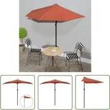 Balkon-Sonnenschirm Alu-Mast Terrakotta 270x144x222cm Halbrund - Balkonschirm - Sonnenschutz - Gartensorgen - Terracotta - Aluminiumschirm - The