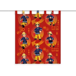Vorhang Feuerwehrmann Sam, Feuerwehrmann Sam, Schlaufen (1 St), transparent, Voile, Feuerwehrmann Sam Vorhang rot